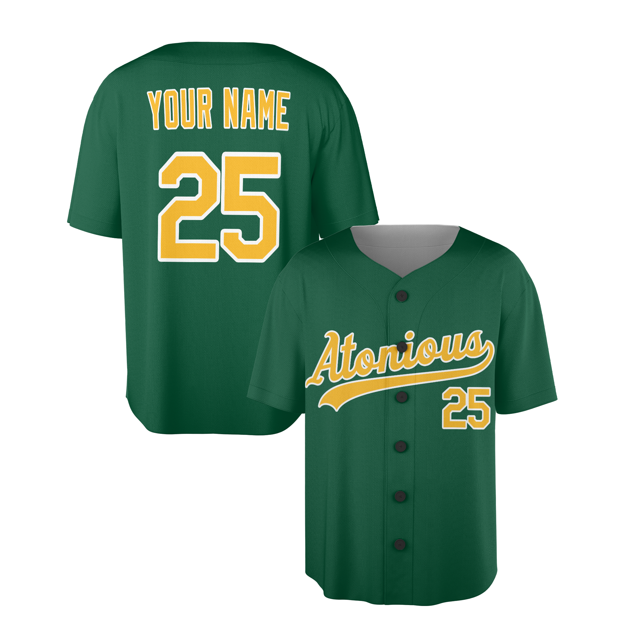 Personalized Oakland Athletics Inspired Style Jersey Green with Customizable Team Name & Number for Men, Women, Youth, Kids