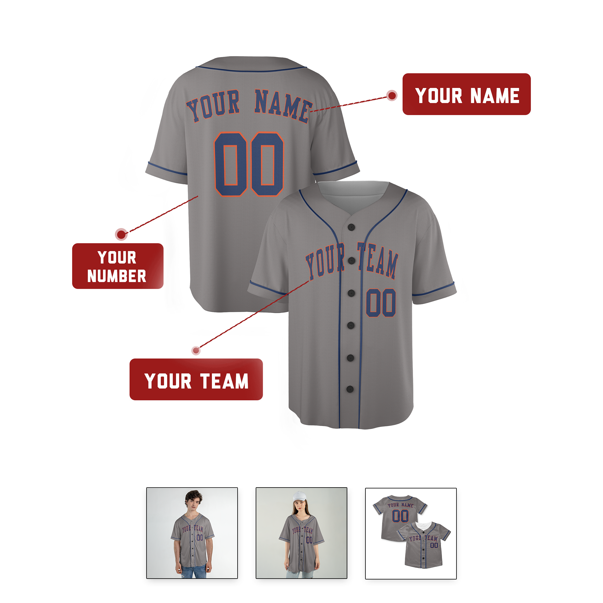Personalized Houston Astros Gray Style Alternate Jersey Player Name, Team Name & Number for Men, Women, Youth, Kids - Piping / without Piping