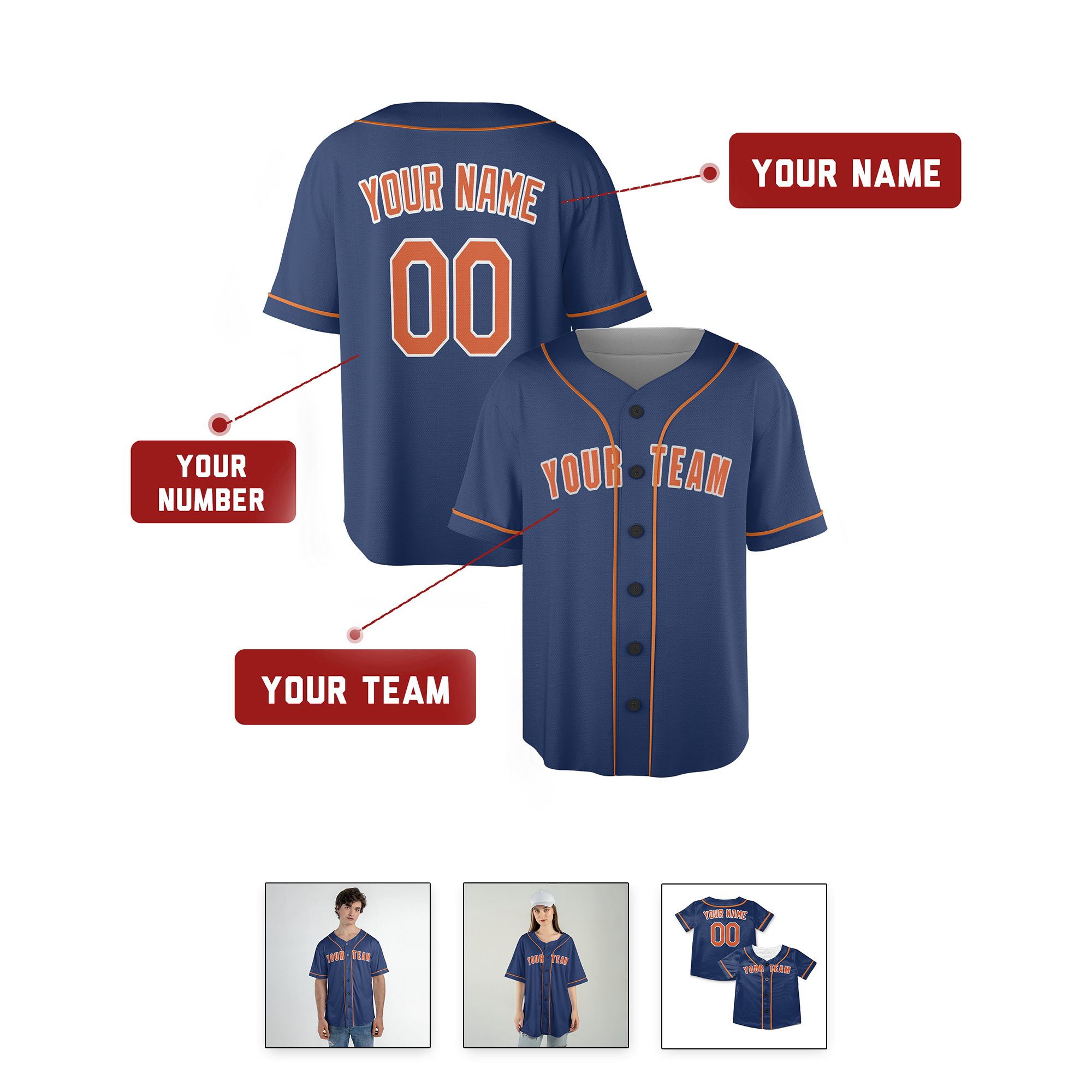 Personalized Houston Astros Navy Style Alternate Jersey Player Name Team Name & Number for Men, Women, Youth, Kids - Piping / No Piping Options