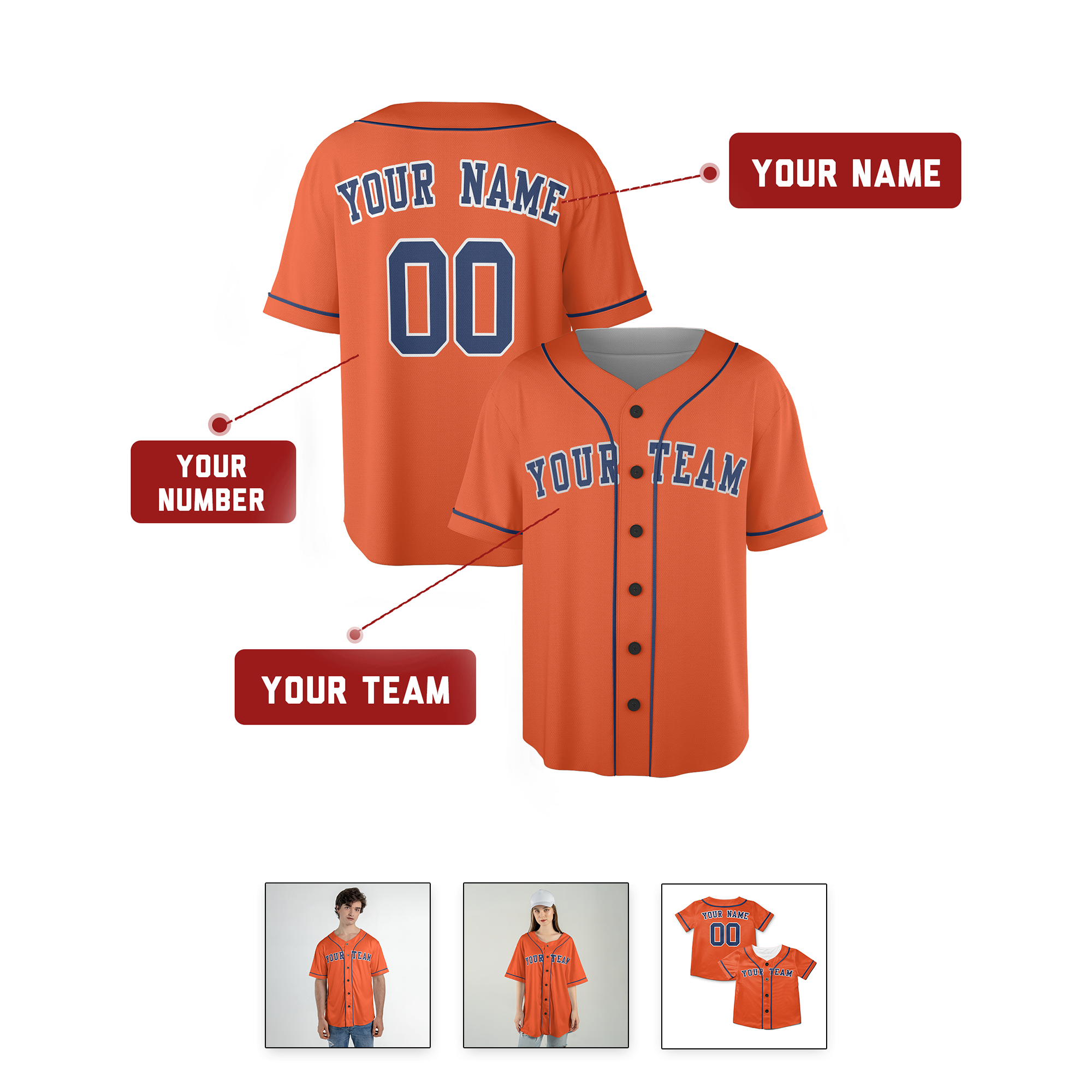 Personalized Houston Astros Orange Style Alternate Jersey Navy Sublimation Player Name Team Name & Number for Men, Women, Youth, Kids - Piping / No Piping Options