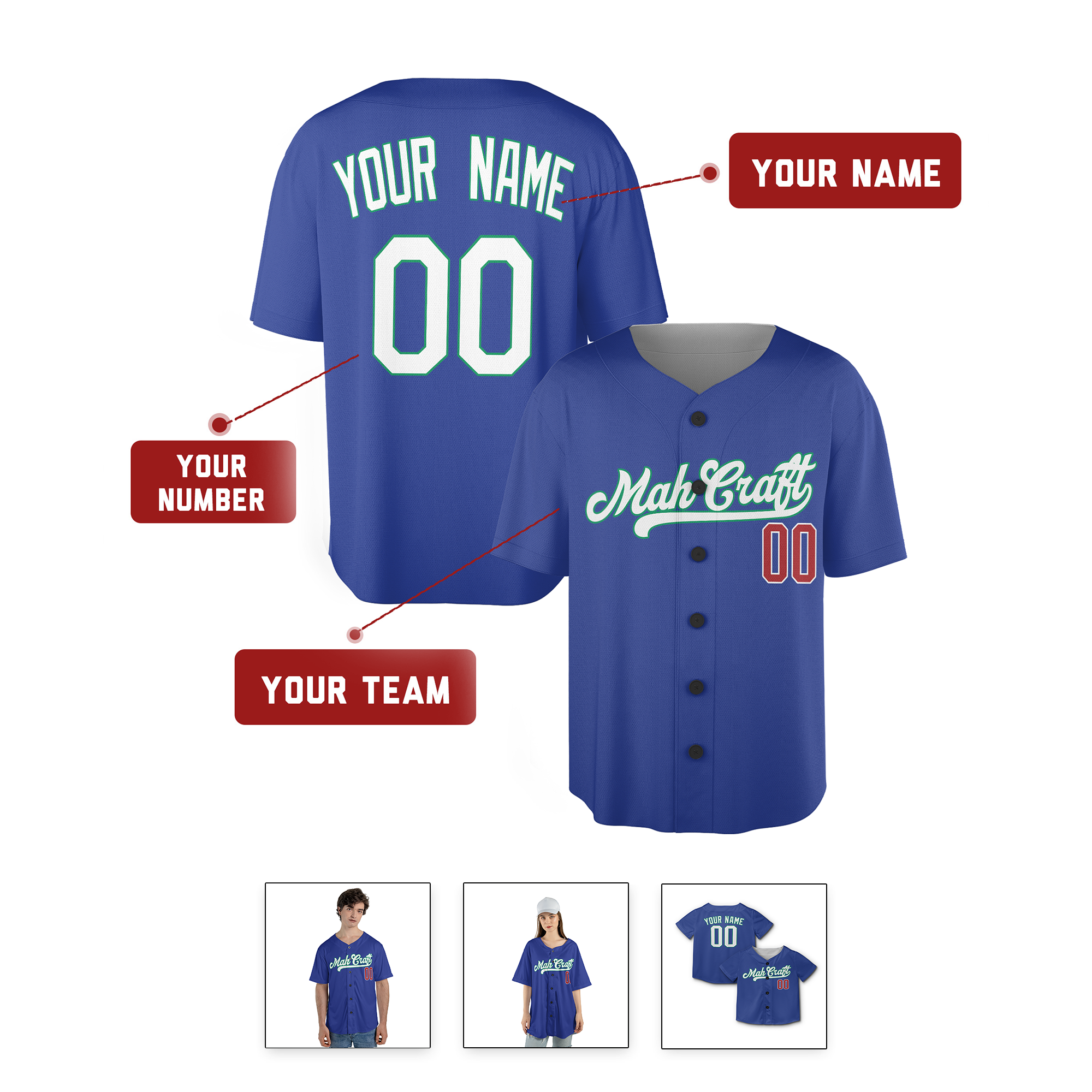 Personalized Los Angeles Dodgers Alternate Jersey - Royal Blue with Team Name & Number for Men, Women, Youth, Kids - Piping / without Piping