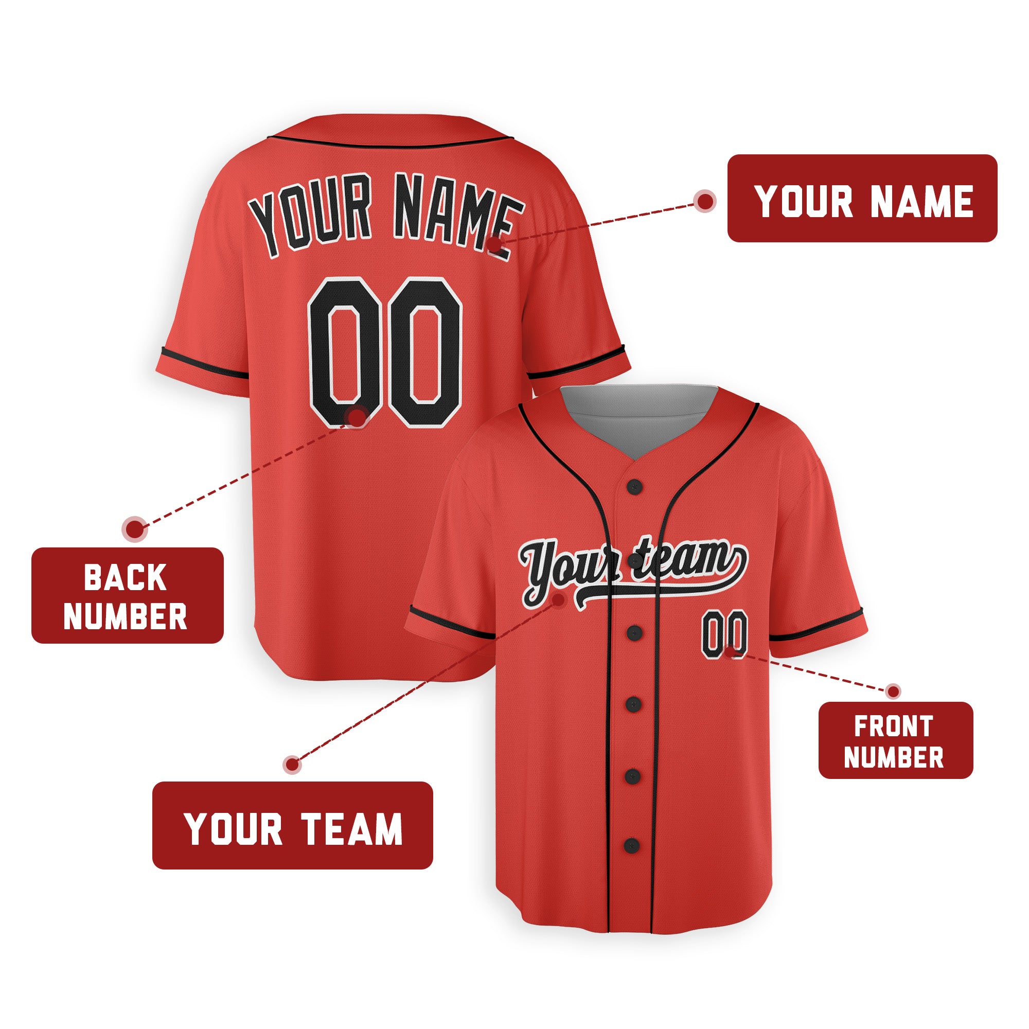 Personalized Baltimore Orioles Jersey Style Alternate Orange with Team Name & Number for Men, Women, Youth, Kids - Piping and No Piping Options