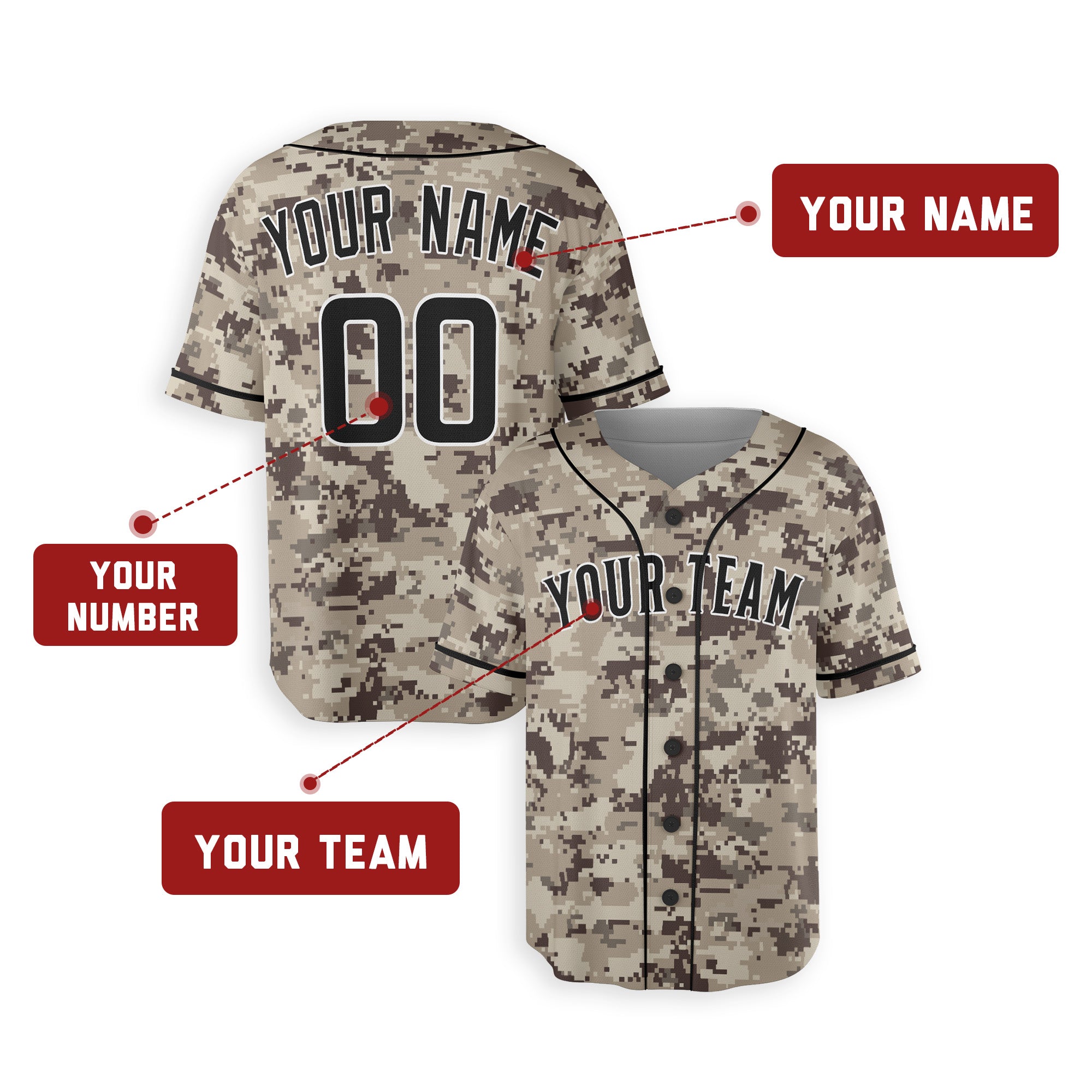 Personalized San Diego Padres Style Alternate Jersey Camo Player Name, Team Name & Number for Men, Women, Youth, Kids - Piping and No Piping Options
