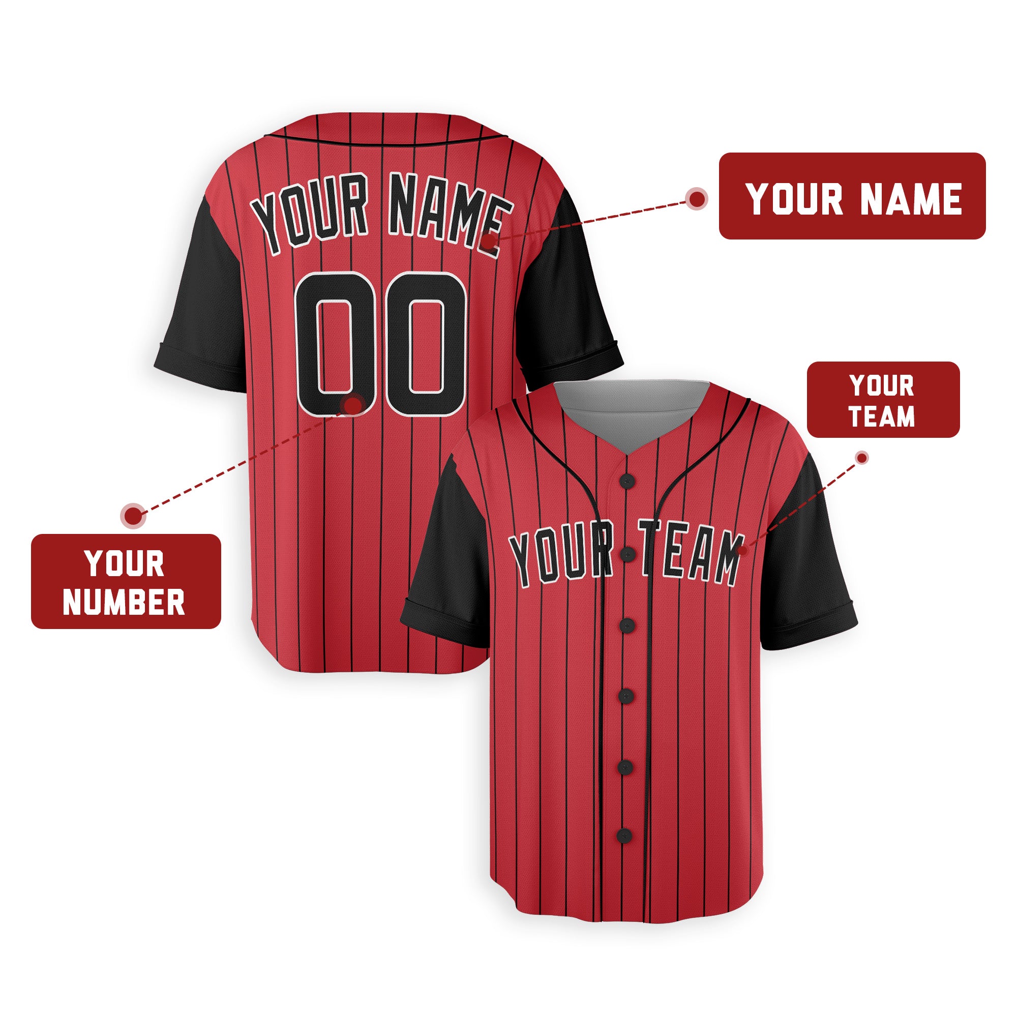 Personalized Chicago White Sox Red/Black Printed Team Name Number for Men Women Youth Kids - Piping & Without Piping options