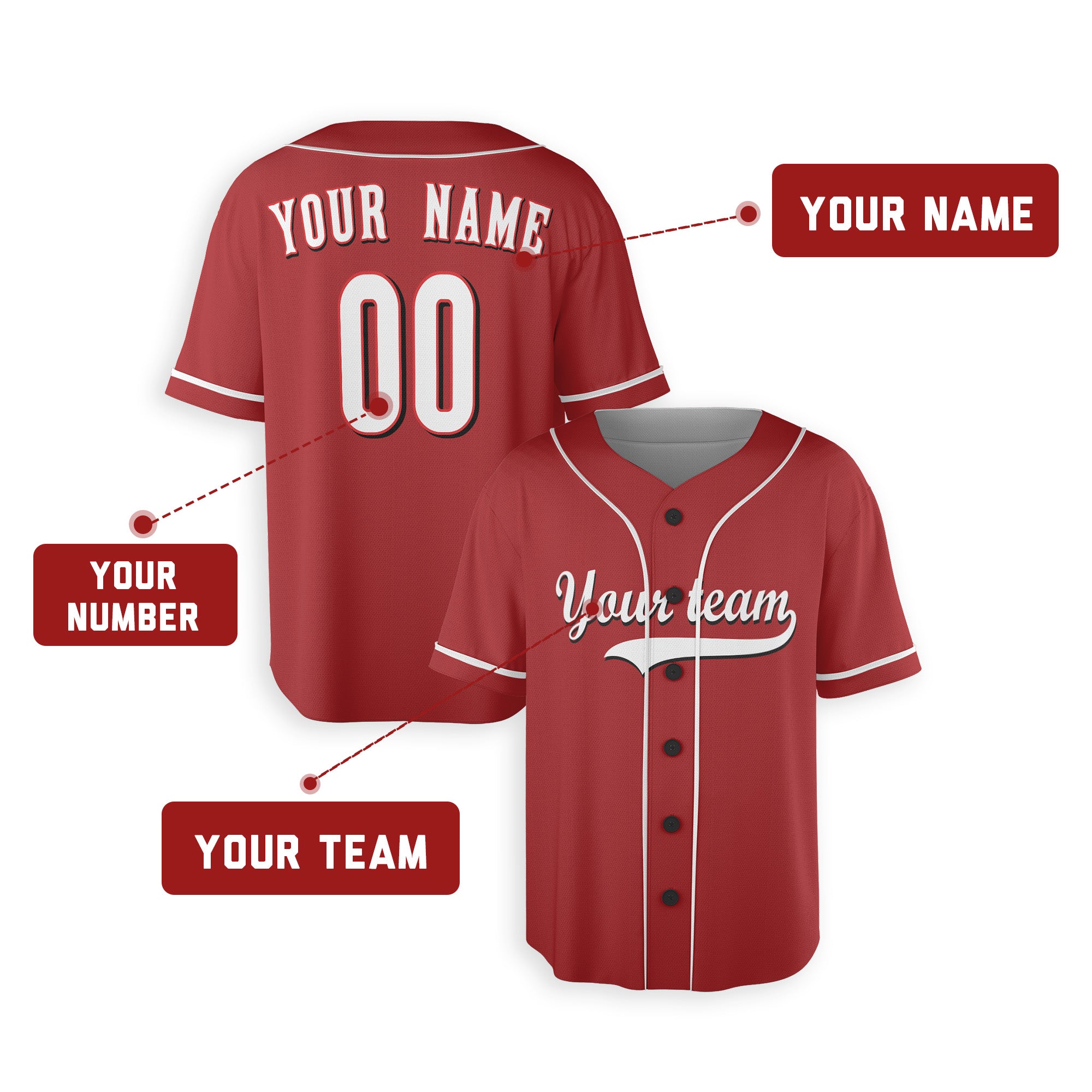 Personalized Cincinnati Reds Style Alternate Jersey Player Name, Team Name & Number for Men, Women, Youth, Kids - Piping and No Piping Options