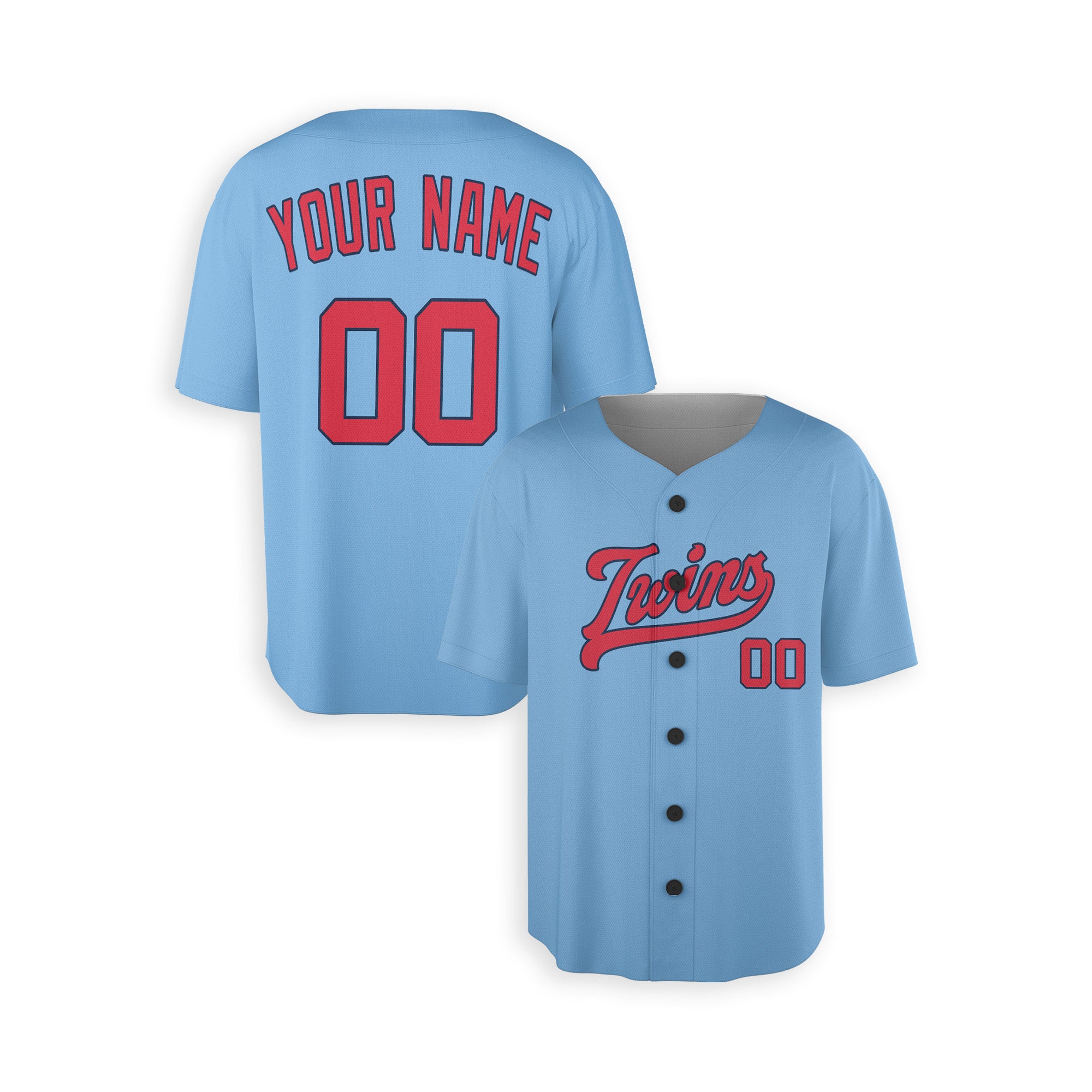 Personalized Minnesᴏta Tⱳins Jersey Light Blue with Team Name Number for Men Women Youth Kids - Piping & without Piping options