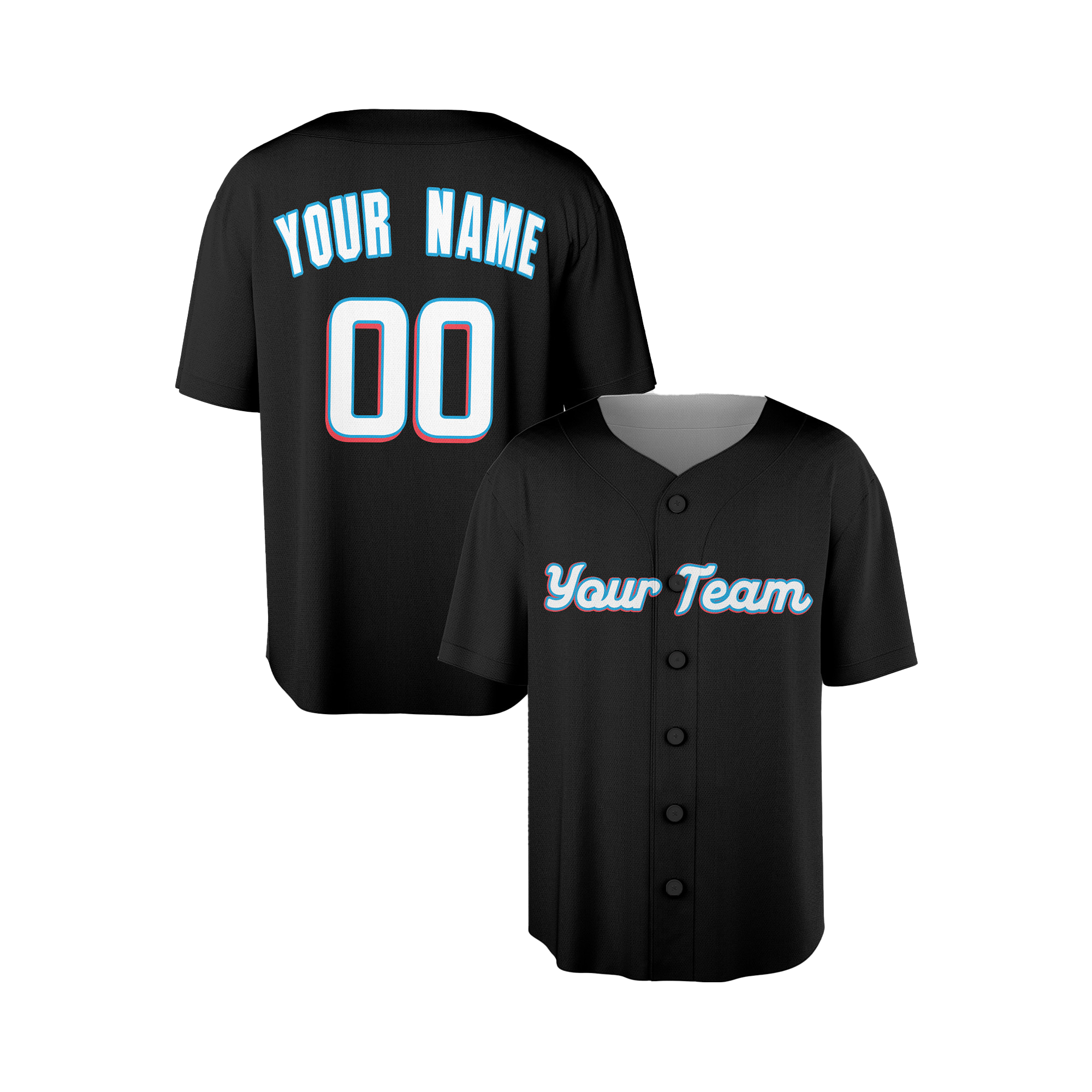 Personalized Miami Marlins Inspired Style Jersey Black with Team Name & Number for Men, Women, Youth, Kids - Piping / No Piping Options