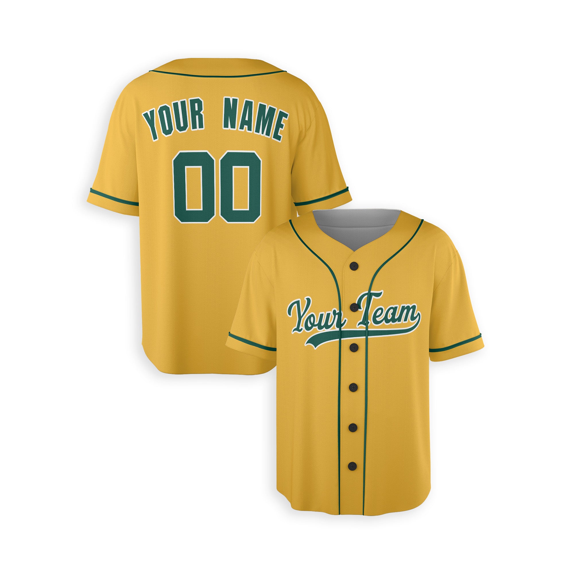 Personalized Oakland Athletics Inspired Style Jersey Gold with Customizable Team Name & Number for Men, Women, Youth, Kids