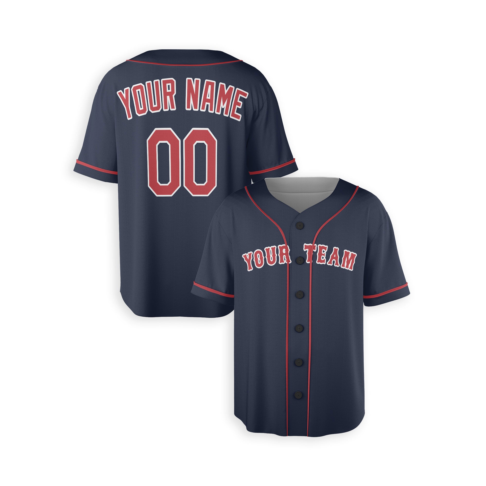 Personalized Boston Red Sox Style Alternate Jersey Navy Player Name, Team Name & Number for Men, Women, Youth, Kids - Piping and No Piping Options