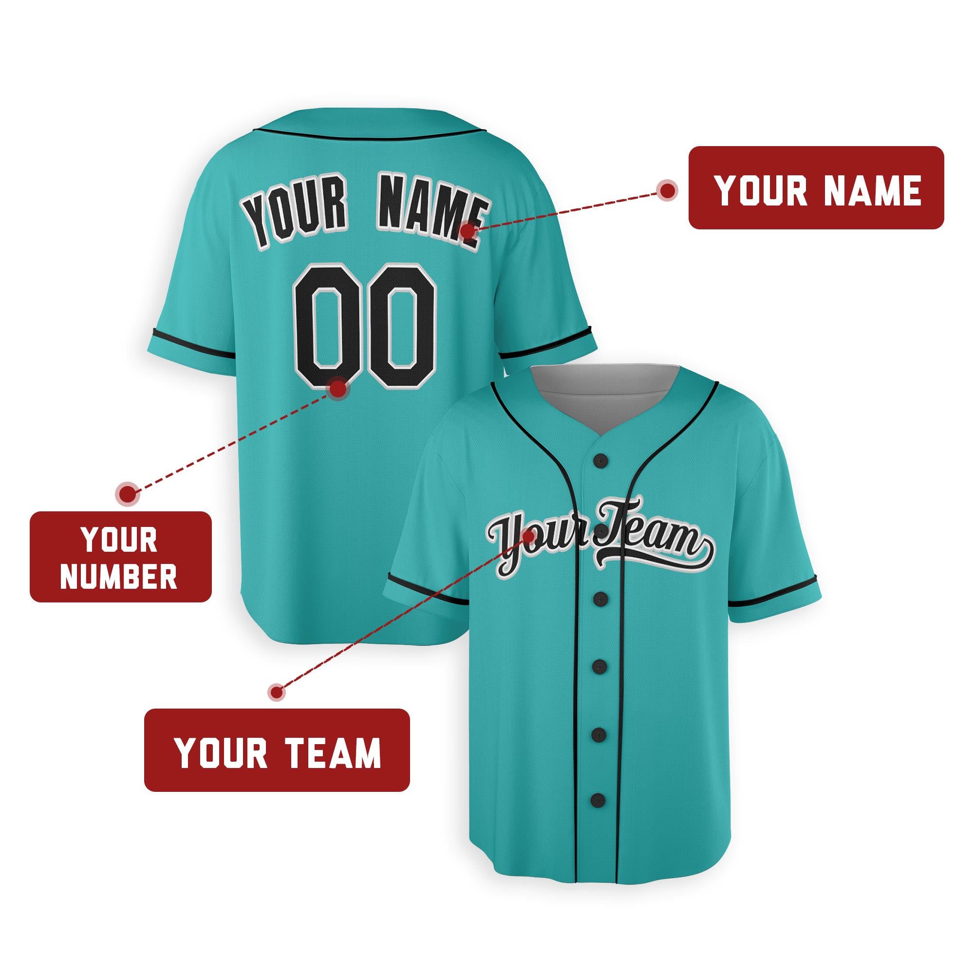 Personalized Florida Marlins Mitchell Ness Inspired Style Jersey Team Name & Number for Men, Women, Youth, Kids - Piping / No Piping Options